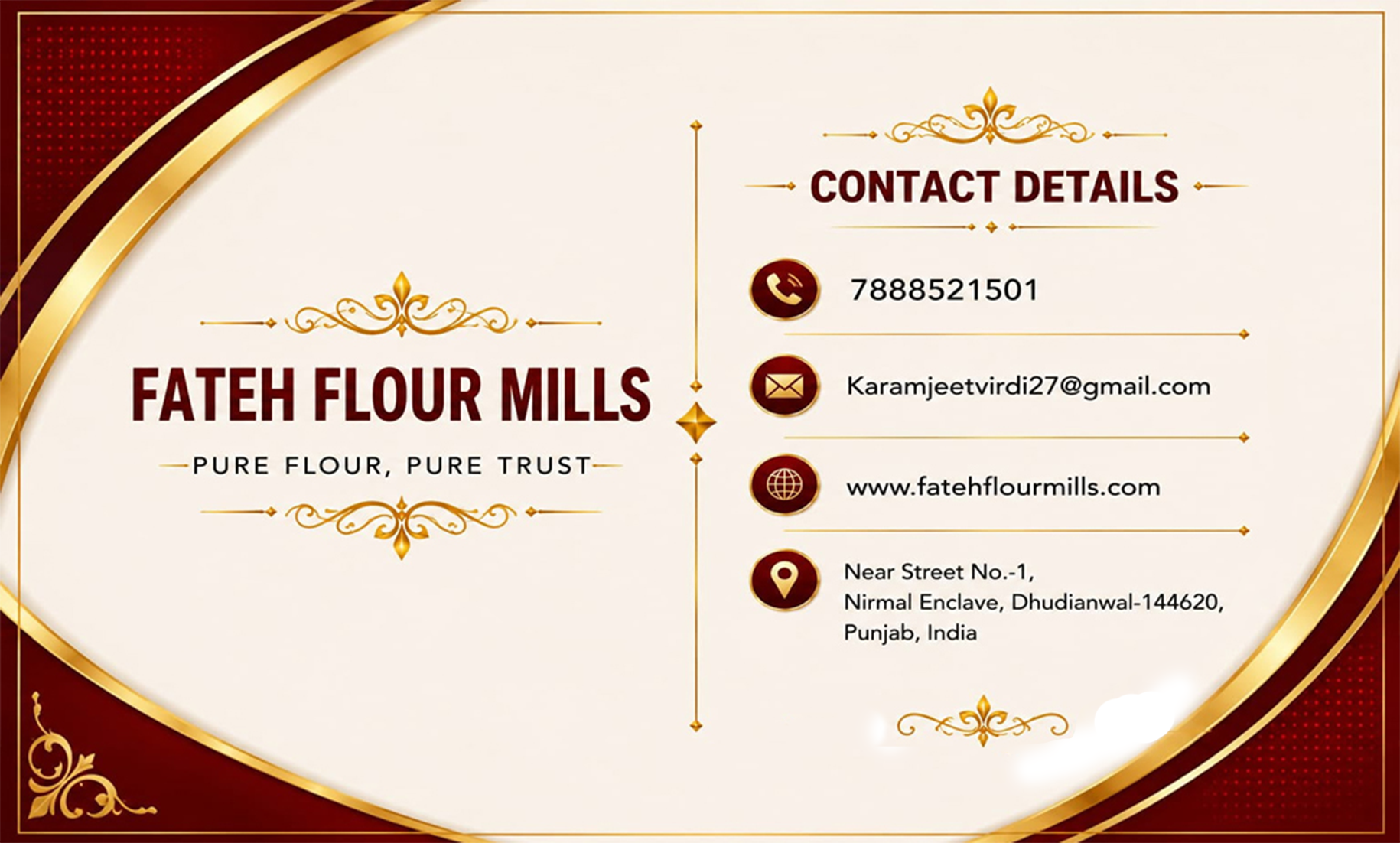 Fateh Flour Mills visiting card front